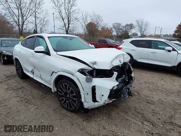 ✅ 2024 BMW X6 xDrive40i • VIN: 5UX33EX06R9T50473 • Лот: 43750893. Опубликован ранее на IAAI с пробегом Не указан. Бесплатный доступ к архиву аукционных продаж из США и подробный отчёт об истории автомобиля на DreamBid. Изображение 1.