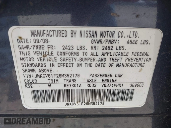 ✅ 2009 Infiniti G37 x • VIN: JNKCV61F29M352179 • Lot: 44922972. Wystawiony na IAAI z przebiegiem 148 639 mil. Bezpłatny archiwum sprzedaży aukcyjnych z USA i szczegółowy raport historii pojazdu na DreamBid. Zdjęcie 9.