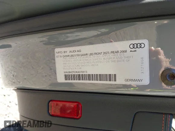✅ 2019 Audi S5 Sportback Premium Plus • VIN: WAUB4CF50KA076913 • Лот: 43406188. Опубліковано раніше на IAAI з пробігом 76 440 миль. Безкоштовний доступ до архіву аукціонних продажів зі США та докладний звіт про історію автомобіля на DreamBid. Зображення 9.