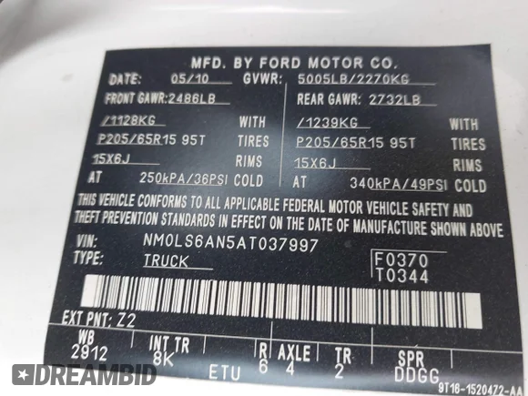 ✅ 2010 Ford Transit Connect XL • VIN: NM0LS6AN5AT037997 • Лот: 45419814. Опубліковано раніше на IAAI з пробігом 129 154 миль. Безкоштовний доступ до архіву аукціонних продажів зі США та докладний звіт про історію автомобіля на DreamBid. Зображення 9.