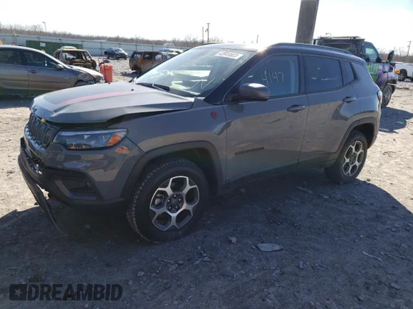 ✅ 2022 Jeep Compass Trailhawk • VIN: 3C4NJDDB7NT157931 • Лот: 40949803. Опубліковано раніше на Copart з пробігом 4 147 миль. Безкоштовний доступ до архіву аукціонних продажів зі США та докладний звіт про історію автомобіля на DreamBid. Зображення 1.