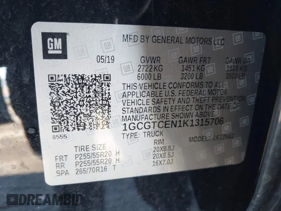 ✅ 2019 Chevrolet Colorado 4WD LT • VIN: 1GCGTCEN1K1315706 • Лот: 43817697. Опубліковано раніше на IAAI з пробігом 60 704 миль. Безкоштовний доступ до архіву аукціонних продажів зі США та докладний звіт про історію автомобіля на DreamBid. Зображення 9.