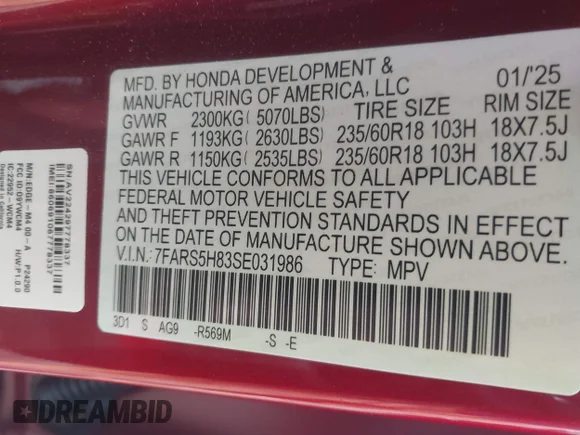 ✅ 2025 Honda CR-V Sport-L • VIN: 7FARS5H83SE031986 • Lot: 43884554. Wystawiony na IAAI z przebiegiem 11 444 mil. Bezpłatny archiwum sprzedaży aukcyjnych z USA i szczegółowy raport historii pojazdu na DreamBid. Zdjęcie 9.