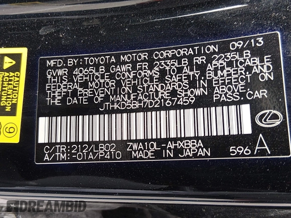 ✅ 2013 Lexus CT 200h • VIN: JTHKD5BH7D2167459 • Lot: 44892920. Wystawiony na IAAI z przebiegiem 89 939 mil. Bezpłatny archiwum sprzedaży aukcyjnych z USA i szczegółowy raport historii pojazdu na DreamBid. Zdjęcie 9.