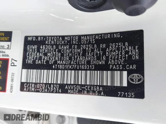✅ 2015 Toyota Camry LE • VIN: 4T1BD1FK7FU169313 • Lot: 43876113. Wystawiony na IAAI z przebiegiem 138 348 mil. Bezpłatny archiwum sprzedaży aukcyjnych z USA i szczegółowy raport historii pojazdu na DreamBid. Zdjęcie 9.