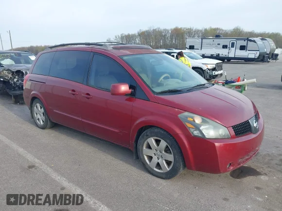 ✅ 2005 Nissan Quest • VIN: 5N1BV28U15N138844 • Lot: 42005350. Listed on IAAI with 187,244 mi. Free auction sales archive from the USA and detailed vehicle history report at DreamBid. Image 1.