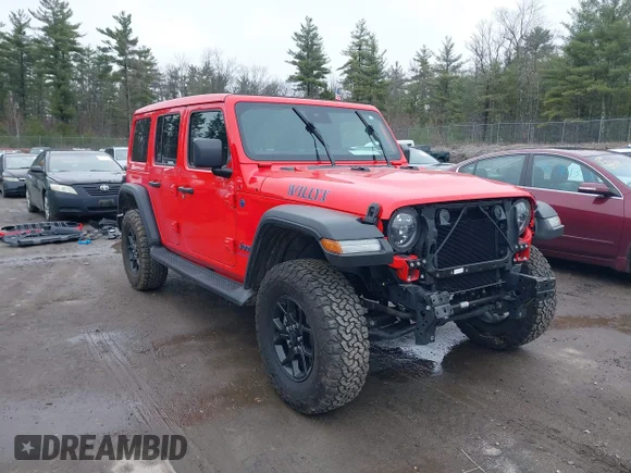 ✅ 2024 Jeep Wrangler Willys • VIN: 1C4RJXN6XRW169642 • Lot: 44779032. Wystawiony na IAAI z przebiegiem 21 573 mil. Bezpłatny archiwum sprzedaży aukcyjnych z USA i szczegółowy raport historii pojazdu na DreamBid. Zdjęcie 1.