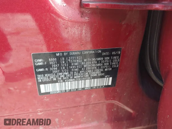 ✅ 2019 Subaru Ascent Limited • VIN: 4S4WMALD3K3481961 • Лот: 42435841. Опубліковано раніше на IAAI з пробігом 82 022 миль. Безкоштовний доступ до архіву аукціонних продажів зі США та докладний звіт про історію автомобіля на DreamBid. Зображення 9.