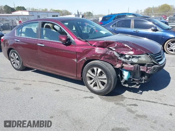 ✅ 2013 Honda Accord LX • VIN: 1HGCR2F39DA140100 • Lot: 41872846. Listed on IAAI with 160,088 mi. Free auction sales archive from the USA and detailed vehicle history report at DreamBid. Image 1.