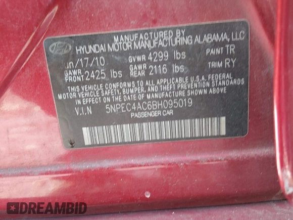 ✅ 2011 Hyundai Sonata SE • VIN: 5NPEC4AC6BH095019 • Lot: 44446896. Wystawiony na IAAI z przebiegiem 141 793 mil. Bezpłatny archiwum sprzedaży aukcyjnych z USA i szczegółowy raport historii pojazdu na DreamBid. Zdjęcie 9.