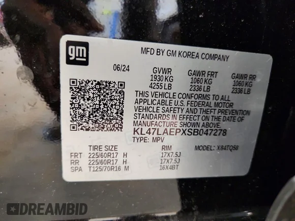 ✅ 2025 Buick Envista Preferred • VIN: KL47LAEPXSB047278 • Lot: 53230516. Wystawiony na Copart z przebiegiem 45 503 mil. Bezpłatny archiwum sprzedaży aukcyjnych z USA i szczegółowy raport historii pojazdu na DreamBid. Zdjęcie 13.