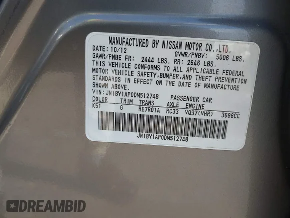 ✅ 2013 Infiniti M • VIN: JN1BY1AP0DM512748 • Lot: 43146604. Wystawiony na IAAI z przebiegiem 86 617 mil. Bezpłatny archiwum sprzedaży aukcyjnych z USA i szczegółowy raport historii pojazdu na DreamBid. Zdjęcie 9.