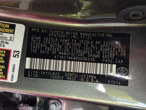 ✅ 2024 Toyota Camry TRD • VIN: 4T1KZ1AK8RU096319 • Лот: 44895458. Опубліковано раніше на IAAI з пробігом 33 885 миль. Безкоштовний доступ до архіву аукціонних продажів зі США та докладний звіт про історію автомобіля на DreamBid. Зображення 9.