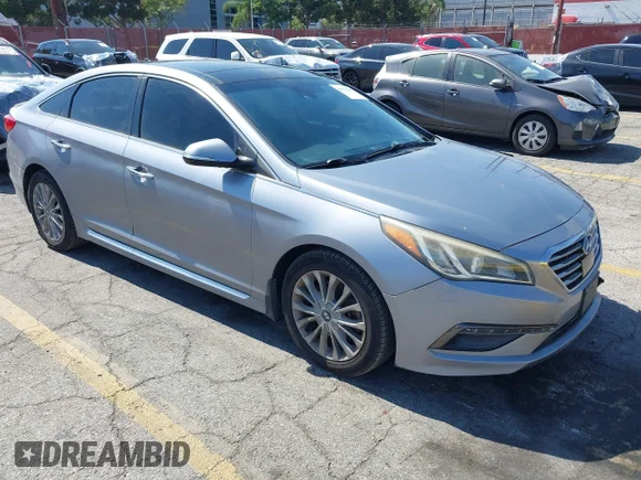 ✅ 2015 Hyundai Sonata Limited • VIN: 5NPE34AF6FH198585 • Lot: 45370409. Listed on IAAI with 131,454 mi. Free auction sales archive from the USA and detailed vehicle history report at DreamBid. Image 1.