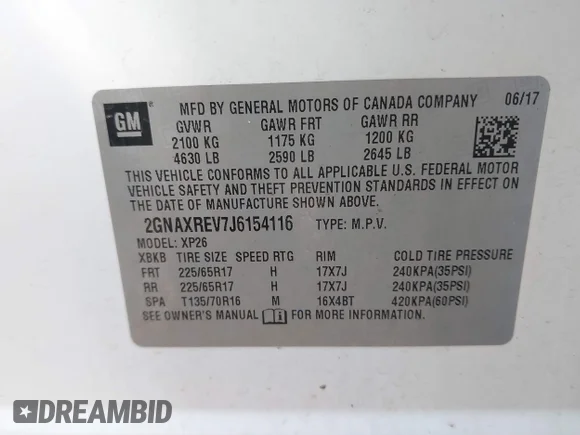 ✅ 2018 Chevrolet Equinox LS • VIN: 2GNAXREV7J6154116 • Lot: 44650300. Wystawiony na IAAI z przebiegiem 86 503 mil. Bezpłatny archiwum sprzedaży aukcyjnych z USA i szczegółowy raport historii pojazdu na DreamBid. Zdjęcie 9.