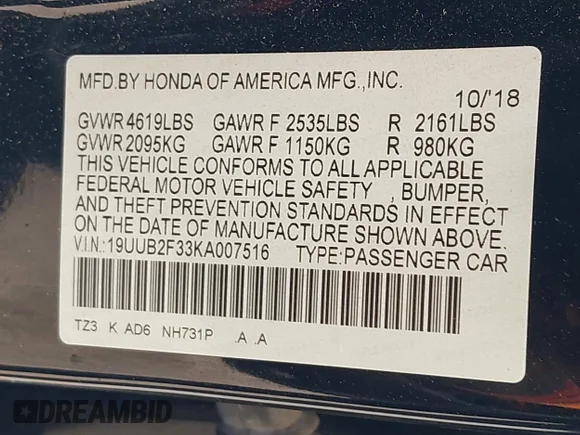 ✅ 2019 Acura TLX • VIN: 19UUB2F33KA007516 • Lot: 44884341. Wystawiony na IAAI z przebiegiem 115 548 mil. Bezpłatny archiwum sprzedaży aukcyjnych z USA i szczegółowy raport historii pojazdu na DreamBid. Zdjęcie 9.