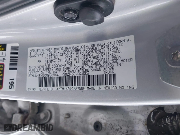 ✅ 2012 Toyota Tacoma • VIN: 3TMLU4EN5CM088364 • Lot: 44201572. Wystawiony na IAAI z przebiegiem 170 793 mil. Bezpłatny archiwum sprzedaży aukcyjnych z USA i szczegółowy raport historii pojazdu na DreamBid. Zdjęcie 9.