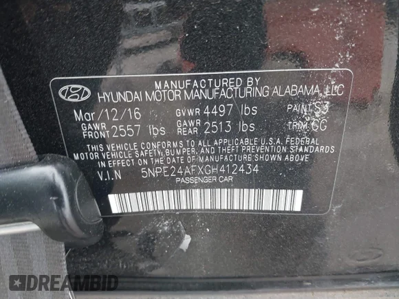 ✅ 2016 Hyundai Sonata SE • VIN: 5NPE24AFXGH412434 • Lot: 44061125. Wystawiony na IAAI z przebiegiem 122 710 mil. Bezpłatny archiwum sprzedaży aukcyjnych z USA i szczegółowy raport historii pojazdu na DreamBid. Zdjęcie 9.