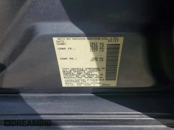 ✅ 2017 Nissan Altima SR • VIN: 1N4AL3AP3HC210603 • Лот: 46113456. Опубликован ранее на Copart с пробегом 156 569 миль. Бесплатный доступ к архиву аукционных продаж из США и подробный отчёт об истории автомобиля на DreamBid. Изображение 13.