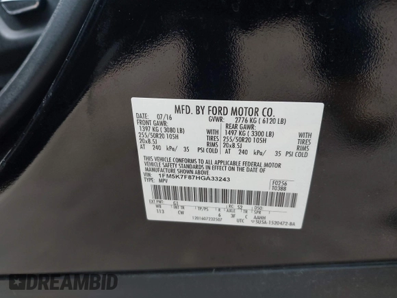 ✅ 2017 Ford Explorer Limited • VIN: 1FM5K7F87HGA33243 • Лот: 45051157. Опубликован ранее на IAAI с пробегом 99 352 миль. Бесплатный доступ к архиву аукционных продаж из США и подробный отчёт об истории автомобиля на DreamBid. Изображение 9.