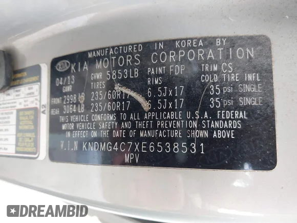 ✅ 2014 Kia Sedona LX • VIN: KNDMG4C7XE6538531 • Lot: 44009769. Wystawiony na IAAI z przebiegiem 178 687 mil. Bezpłatny archiwum sprzedaży aukcyjnych z USA i szczegółowy raport historii pojazdu na DreamBid. Zdjęcie 9.