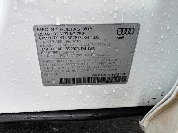 ✅ 2017 Audi SQ5 Premium Plus • VIN: WA1CCAFP8HA001461 • Lot: 84172985. Wystawiony na Copart z przebiegiem 92 604 mil. Bezpłatny archiwum sprzedaży aukcyjnych z USA i szczegółowy raport historii pojazdu na DreamBid. Zdjęcie 11.