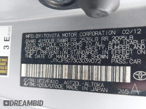 ✅ 2012 Scion tC • VIN: JTKJF5C73C3039072 • Лот: 42042203. Опубліковано раніше на IAAI з пробігом 232 488 миль. Безкоштовний доступ до архіву аукціонних продажів зі США та докладний звіт про історію автомобіля на DreamBid. Зображення 9.