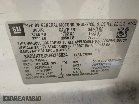 ✅ 2014 Chevrolet Silverado 1500 High Country • VIN: 3GCUKTEC5EG346824 • Lot: 44122924. Wystawiony na IAAI z przebiegiem 156 584 mil. Bezpłatny archiwum sprzedaży aukcyjnych z USA i szczegółowy raport historii pojazdu na DreamBid. Zdjęcie 9.