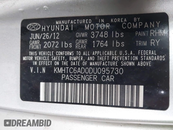 ✅ 2013 Hyundai Veloster w/Gray Int • VIN: KMHTC6AD0DU095730 • Lot: 42423809. Wystawiony na IAAI z przebiegiem 168 576 mil. Bezpłatny archiwum sprzedaży aukcyjnych z USA i szczegółowy raport historii pojazdu na DreamBid. Zdjęcie 9.