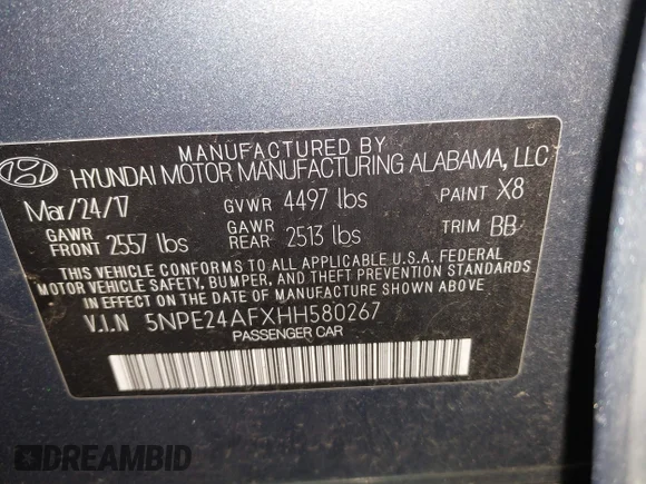 ✅ 2017 Hyundai Sonata SE • VIN: 5NPE24AFXHH580267 • Lot: 44157715. Wystawiony na IAAI z przebiegiem 58 090 mil. Bezpłatny archiwum sprzedaży aukcyjnych z USA i szczegółowy raport historii pojazdu na DreamBid. Zdjęcie 9.