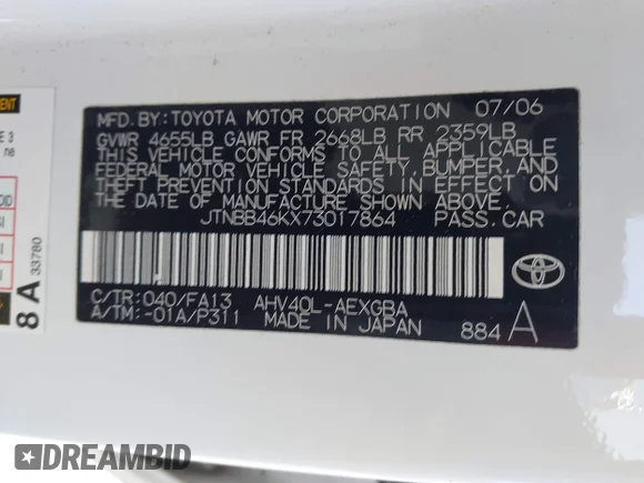 ✅ 2007 Toyota Camry • VIN: JTNBB46KX73017864 • Лот: 45503927. Опубліковано раніше на IAAI з пробігом 117 251 миль. Безкоштовний доступ до архіву аукціонних продажів зі США та докладний звіт про історію автомобіля на DreamBid. Зображення 9.