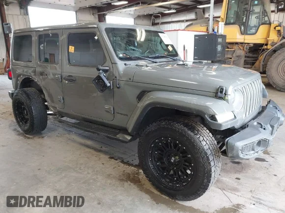✅ 2021 Jeep Wrangler Unlimited Sahara • VIN: 1C4HJXEN8MW503811 • Лот: 41746202. Опубликован ранее на IAAI с пробегом 47 044 миль. Бесплатный доступ к архиву аукционных продаж из США и подробный отчёт об истории автомобиля на DreamBid. Изображение 1.