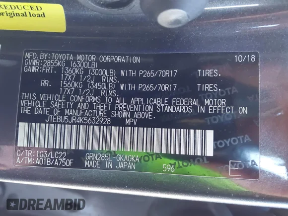 ✅ 2019 Toyota 4Runner SR5 Premium • VIN: JTEBU5JR4K5632928 • Lot: 44048164. Wystawiony na IAAI z przebiegiem 91 182 mil. Bezpłatny archiwum sprzedaży aukcyjnych z USA i szczegółowy raport historii pojazdu na DreamBid. Zdjęcie 9.