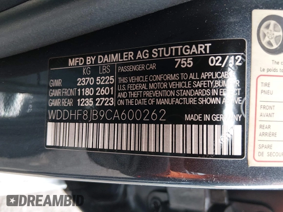 ✅ 2012 Mercedes-Benz E 350 Sport • VIN: WDDHF8JB9CA600262 • Lot: 44781631. Wystawiony na IAAI z przebiegiem 237 898 mil. Bezpłatny archiwum sprzedaży aukcyjnych z USA i szczegółowy raport historii pojazdu na DreamBid. Zdjęcie 9.