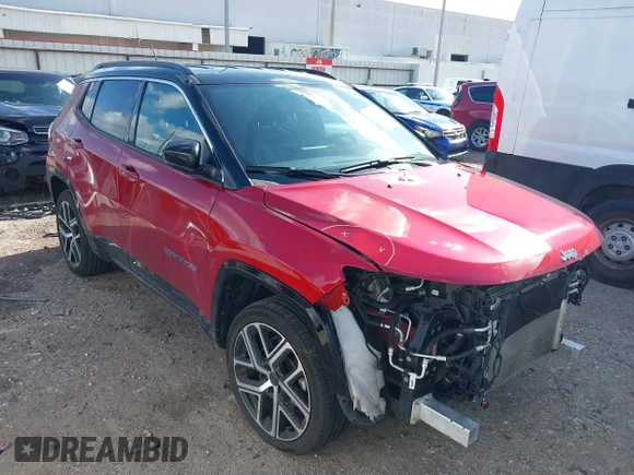 ✅ 2025 Jeep Compass Limited • VIN: 3C4NJDCN0ST614506 • Lot: 45586008. Listed on IAAI with 35,063 mi. Free auction sales archive from the USA and detailed vehicle history report at DreamBid. Image 1.