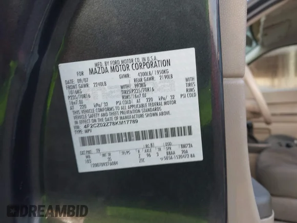 ✅ 2008 Mazda Tribute Grand Touring • VIN: 4F2CZ02Z78KM17789 • Лот: 44547763. Опубликован ранее на IAAI с пробегом 144 557 миль. Бесплатный доступ к архиву аукционных продаж из США и подробный отчёт об истории автомобиля на DreamBid. Изображение 9.