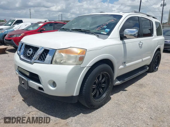 ✅ 2008 Nissan Armada LE • VIN: 5N1BA08DX8N627926 • Лот: 45352481. Опубликован ранее на IAAI с пробегом 233 248 миль. Бесплатный доступ к архиву аукционных продаж из США и подробный отчёт об истории автомобиля на DreamBid. Изображение 2.