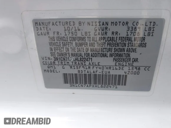 ✅ 2017 Nissan Versa S • VIN: 3N1CN7APXHL822471 • Lot: 42641560. Wystawiony na IAAI z przebiegiem 102 862 mil. Bezpłatny archiwum sprzedaży aukcyjnych z USA i szczegółowy raport historii pojazdu na DreamBid. Zdjęcie 9.