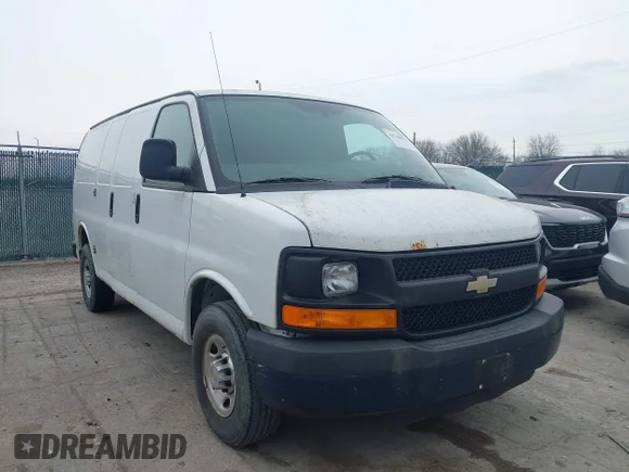 ✅ 2014 Chevrolet Express Cargo • VIN: 1GCWGFCA4E1102237 • Lot: 44740013. Listed on IAAI with 216,843 mi. Free auction sales archive from the USA and detailed vehicle history report at DreamBid. Image 1.
