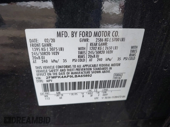 ✅ 2020 Ford Edge ST • VIN: 2FMPK4AP9LBA65892 • Лот: 44290834. Опубліковано раніше на IAAI з пробігом 76 070 миль. Безкоштовний доступ до архіву аукціонних продажів зі США та докладний звіт про історію автомобіля на DreamBid. Зображення 9.