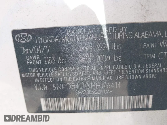 ✅ 2017 Hyundai Elantra SE • VIN: 5NPD84LF5HH176414 • Lot: 45100902. Wystawiony na IAAI z przebiegiem 173 357 mil. Bezpłatny archiwum sprzedaży aukcyjnych z USA i szczegółowy raport historii pojazdu na DreamBid. Zdjęcie 9.