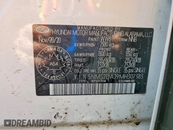 ✅ 2021 Hyundai Santa Fe SEL • VIN: 5NMS2DAJ9MH307383 • Лот: 49821486. Опубліковано раніше на Copart з пробігом 103 192 миль. Безкоштовний доступ до архіву аукціонних продажів зі США та докладний звіт про історію автомобіля на DreamBid. Зображення 13.