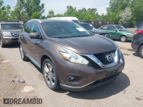 ✅ 2015 Nissan Murano SL • VIN: 5N1AZ2MH7FN284207 • Lot: 45268930. Listed on IAAI with 128,740 mi. Free auction sales archive from the USA and detailed vehicle history report at DreamBid. Image 1.