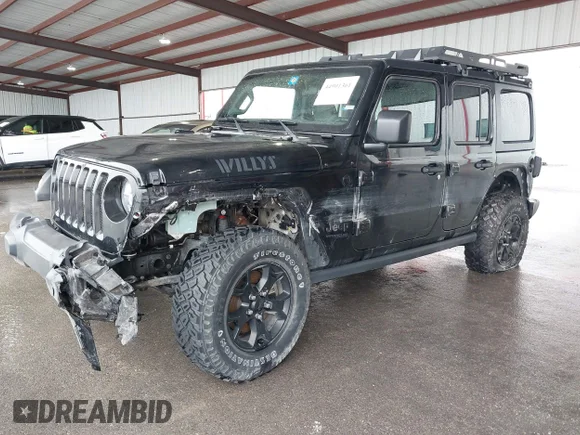✅ 2021 Jeep Wrangler Unlimited Willys • VIN: 1C4HJXDG1MW779704 • Lot: 44901361. Wystawiony na IAAI z przebiegiem 45 071 mil. Bezpłatny archiwum sprzedaży aukcyjnych z USA i szczegółowy raport historii pojazdu na DreamBid. Zdjęcie 2.