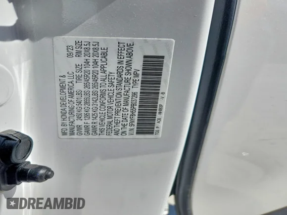 ✅ 2023 Honda Passport EX-L • VIN: 5FNYF8H55PB037296 • Lot: 79345865. Wystawiony na Copart z przebiegiem 20 973 mil. Bezpłatny archiwum sprzedaży aukcyjnych z USA i szczegółowy raport historii pojazdu na DreamBid. Zdjęcie 14.