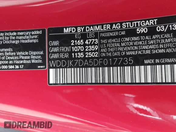 ✅ 2013 Mercedes-Benz SL 550 • VIN: WDDJK7DA5DF017735 • Лот: 42631880. Опубликован ранее на IAAI с пробегом 34 545 миль. Бесплатный доступ к архиву аукционных продаж из США и подробный отчёт об истории автомобиля на DreamBid. Изображение 9.