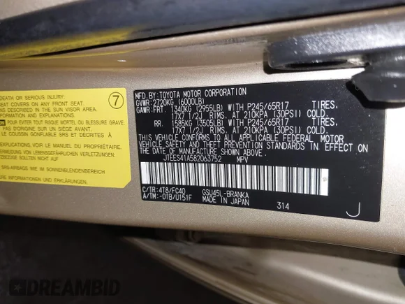 ✅ 2008 Toyota Highlander • VIN: JTEES41A582063752 • Lot: 44138071. Wystawiony na IAAI z przebiegiem 296 864 mil. Bezpłatny archiwum sprzedaży aukcyjnych z USA i szczegółowy raport historii pojazdu na DreamBid. Zdjęcie 9.