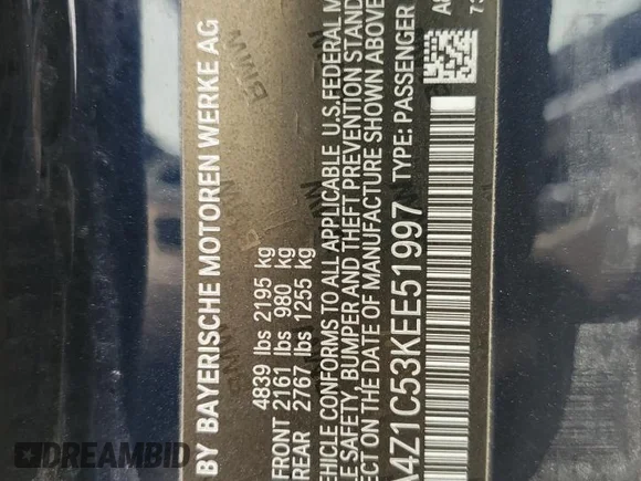 ✅ 2019 BMW 4 Series 430i • VIN: WBA4Z1C53KEE51997 • Lot: 62365053. Listed on Copart with Not provided. Free auction sales archive from the USA and detailed vehicle history report at DreamBid. Image 10.