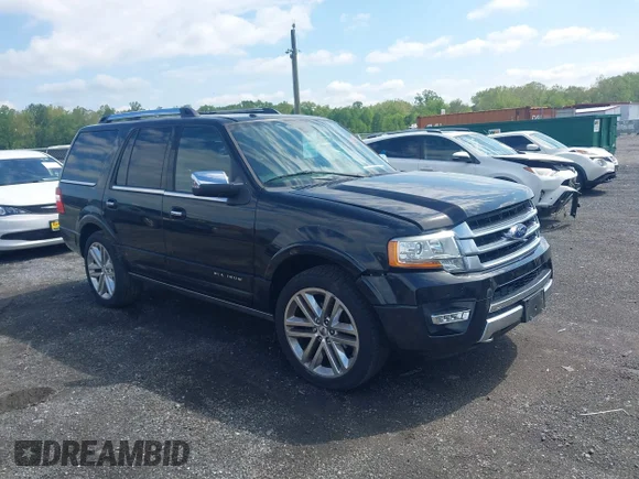 ✅ 2015 Ford Expedition Platinum • VIN: 1FMJU1MT5FEF37196 • Lot: 45105590. Listed on IAAI with 91,784 mi. Free auction sales archive from the USA and detailed vehicle history report at DreamBid. Image 1.