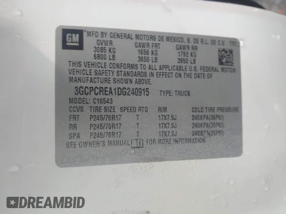 ✅ 2013 Chevrolet Silverado 1500 LS • VIN: 3GCPCREA1DG240915 • Lot: 45092328. Listed on IAAI with 234,230 mi. Free auction sales archive from the USA and detailed vehicle history report at DreamBid. Image 9.